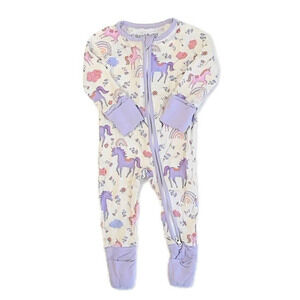 Reshinee Girls Purple Unicorns 1-piece Non-footed Pajamas size: 0-3 Months